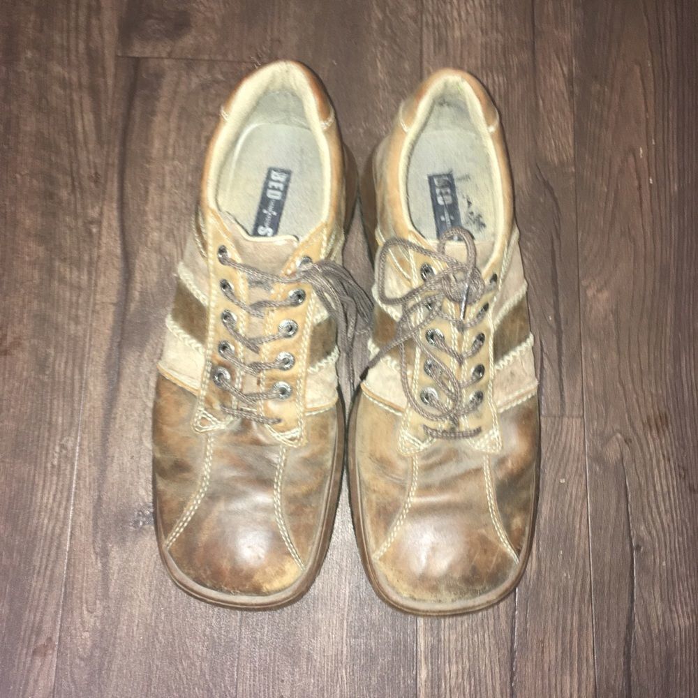 Bed Stu stripe square toe brown Oxford lace up shoes, size 46
